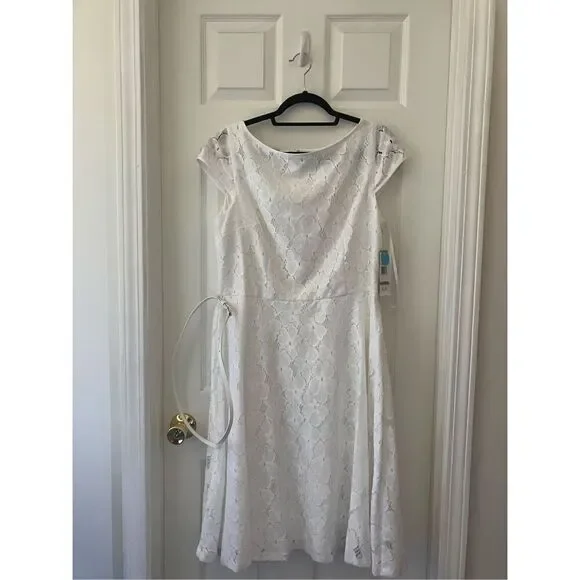 Black Label by Evan-Picone white Lace Dress size 14 New - Picture 3 of 11